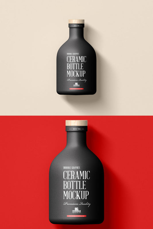 Free Modern Brand Ceramic Bottle Mockup