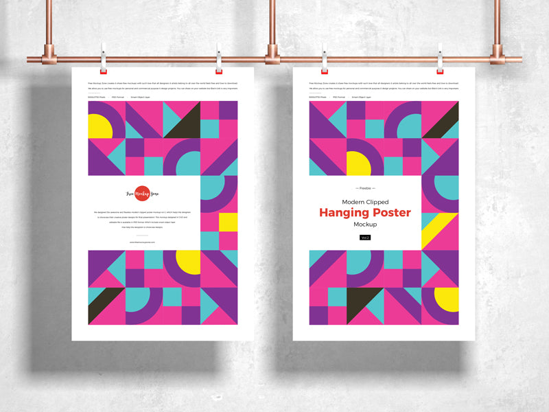 Free Modern Clipped Hanging Poster Mockup Vol 2
