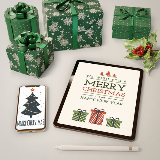 Free Modern Devices Beside Gift Collection Psd