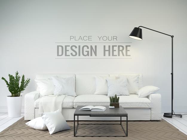 Free Modern Living Room Interior Wall Mockup Psd – CreativeBooster