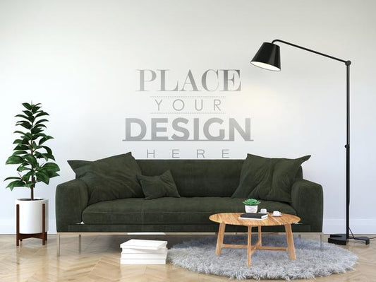 Free Modern Living Room Interior Wall Mockup Psd