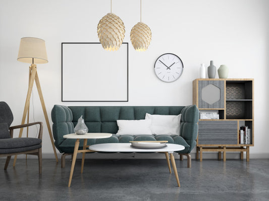 Free Modern Living Room With Sofa And Frame Mockup Psd