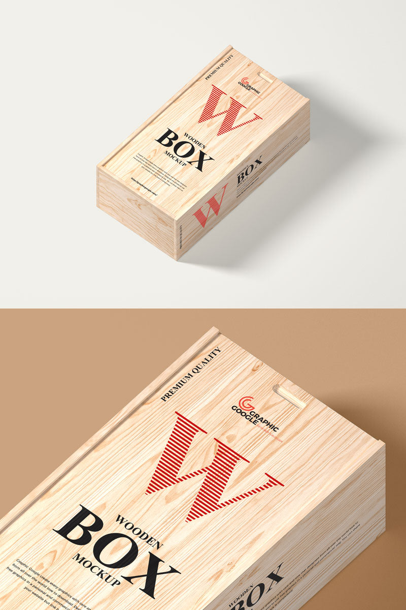Free Modern Packaging Wooden Box Mockup