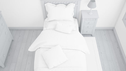 Free Modern Single Bed Mockup In Bright Bedroom Psd