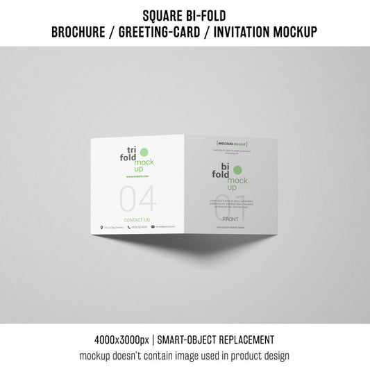 Free Modern Square Bi-Fold Brochure Or Greeting Card Mockup Psd