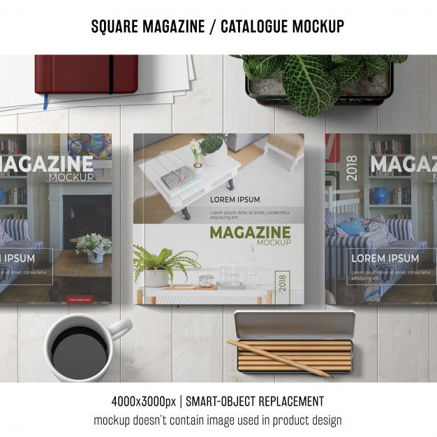 Free Modern Square Magazine Or Catalogue Mockup Psd