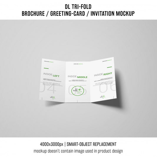Free Modern Trifold Brochure Or Invitation Mockup Psd