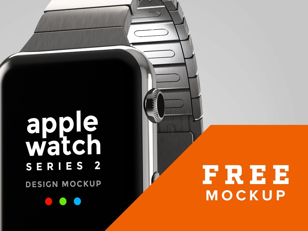 Free Silver Metallic Apple Watch Design Mockup