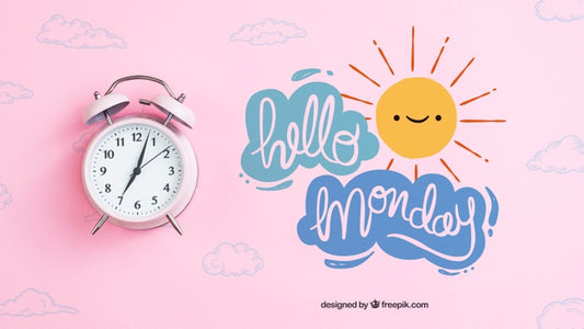 Free Monday Concept With Alarm Clock Psd