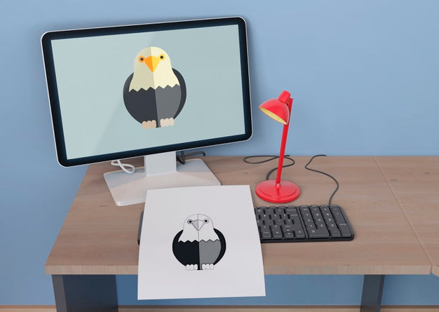 Free Monitor And Sheet With Eagle Draw Psd
