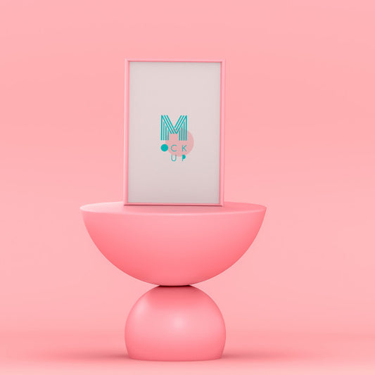Free Monochromatical Pink 3D Scene With Poster Mockup Psd