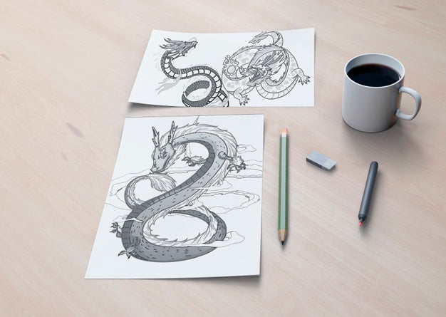Free Monochrome Snake Concept On Sheets Psd