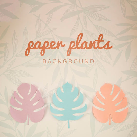 Free Monstera Paper Plants Background Top View Psd