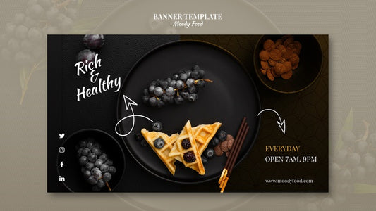 Free Moody Food Restaurant Banner Template Concept Mock-Up Psd