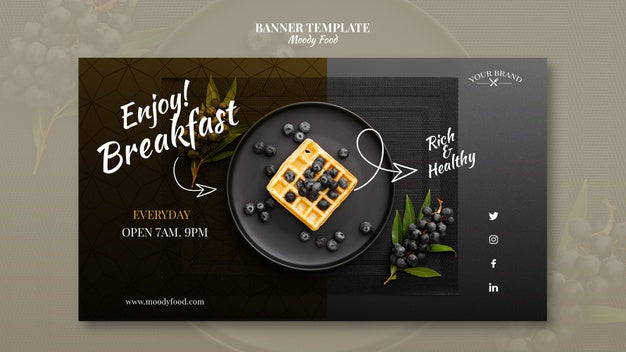 Free Moody Food Restaurant Banner Template Concept Mock-Up Psd