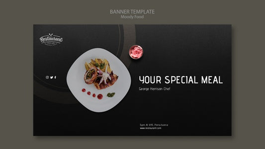 Free Moody Food Restaurant Banner Template Concept Psd