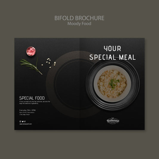 Free Moody Food Restaurant Bifold Brochure Concept Psd