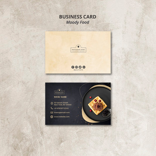 Free Moody Food Restaurant Business Card Concept Psd