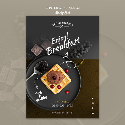 Free Moody Food Restaurant Flyer Concept Mock-Up Psd
