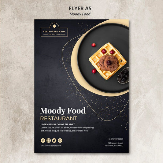 Free Moody Food Restaurant Flyer Concept Psd