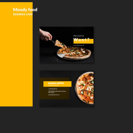 Free Moody Restaurant Food Business Card Mock-Up Psd