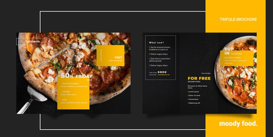 Free Moody Restaurant Food Trifold Brochure Mock-Up Psd