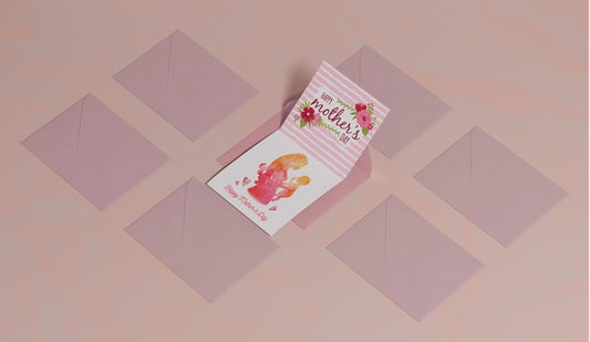 Free Mothers Day Greeting Card On Table Psd