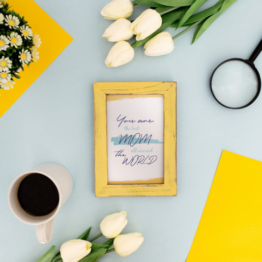 Free Mother'S Day Mockup Frame Flowers Psd