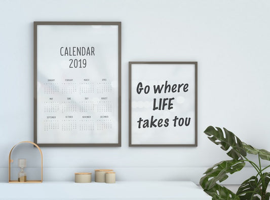 Free Motivational Framed Calendar Mockup Psd
