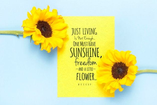 Free Motivational Message With Yellow Flowers Psd