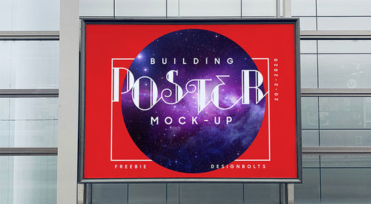 Free Mounted On Building Poster Mockup Psd