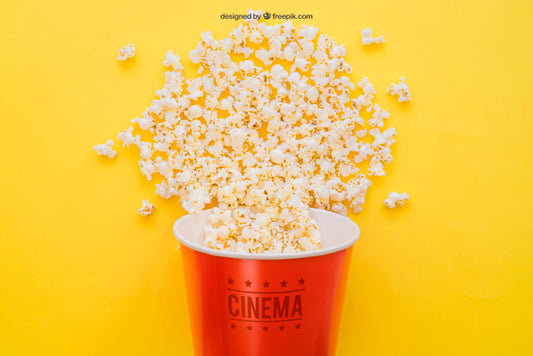 Free Movie Mockup With Popcorn Bucket Psd