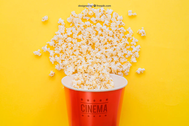 Free Movie Mockup With Popcorn Bucket Psd