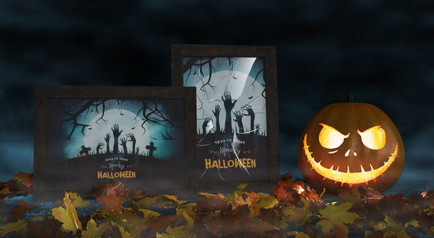Free Movie Posters For Halloween Celebration With Scary Pumpkin Psd