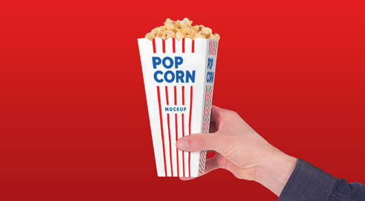 Free Movie Theater Popcorn Paper Box Mockup Psd