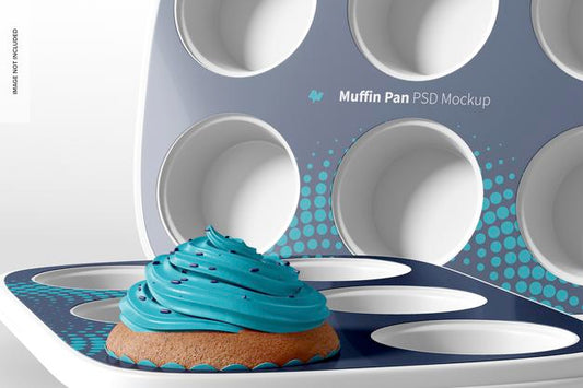 Free Muffin Pans Mockup, Close Up Psd