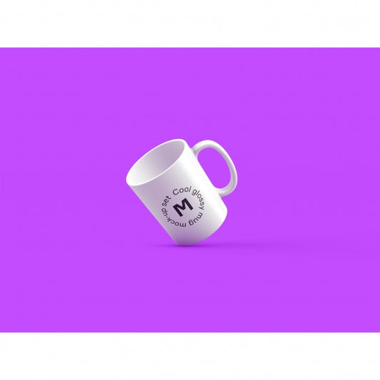 Free Mug On Purple Background Mock Up Psd