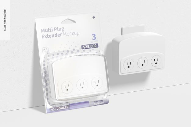 Free Multi Plug Extender Mockup, Leaned Psd