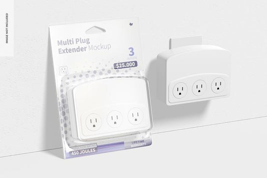 Free Multi Plug Extender Mockup, Leaned Psd