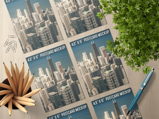 Free Multiple Post Card Mock Up Psd