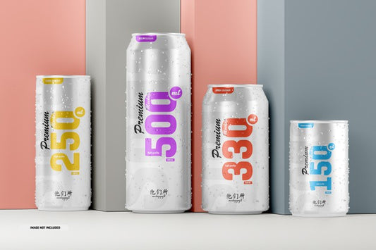 Free Multisize Soda Can Mockup Psd