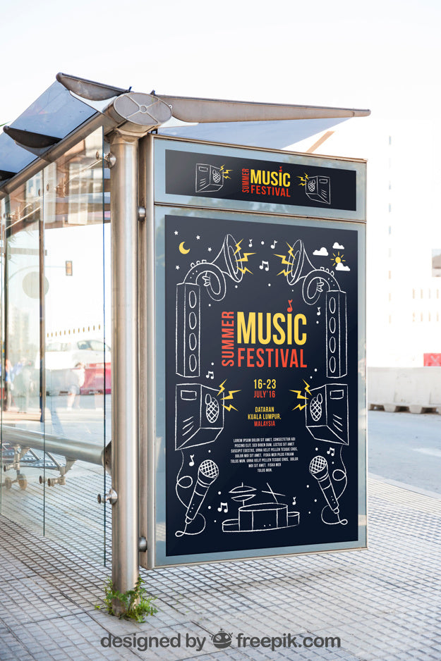 Free Mupi Mockup Template With Music Concept Psd