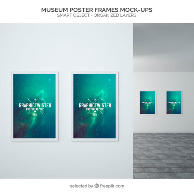 Free Museum Poster Frames Mockup Psd