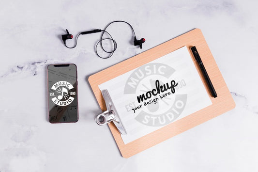 Free Music Clipboard And Mobile Psd