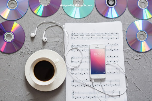 Free Music Mockup Smartphone On Notes Psd