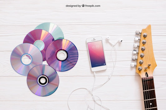 Free Music Mockup With Cds Psd