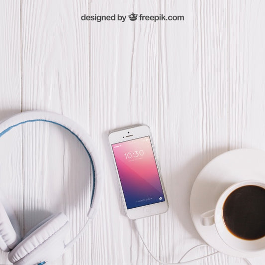 Free Music Mockup With Smartphone Psd