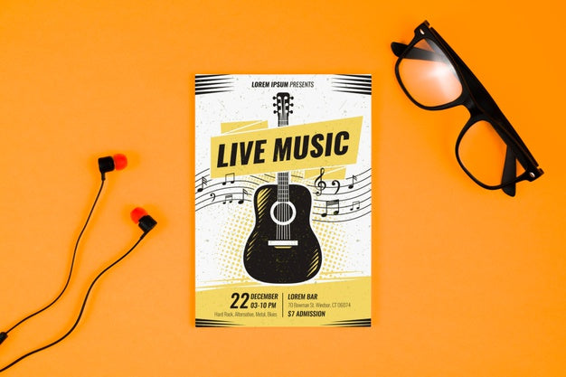 Free Music Poster Concept With Guitar Psd