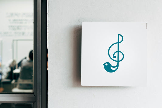 Free Music Shop Signage Psd Mockup Design With A Musical Note