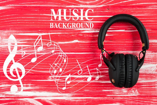 Free Musical Notes And Headphones On Table Psd